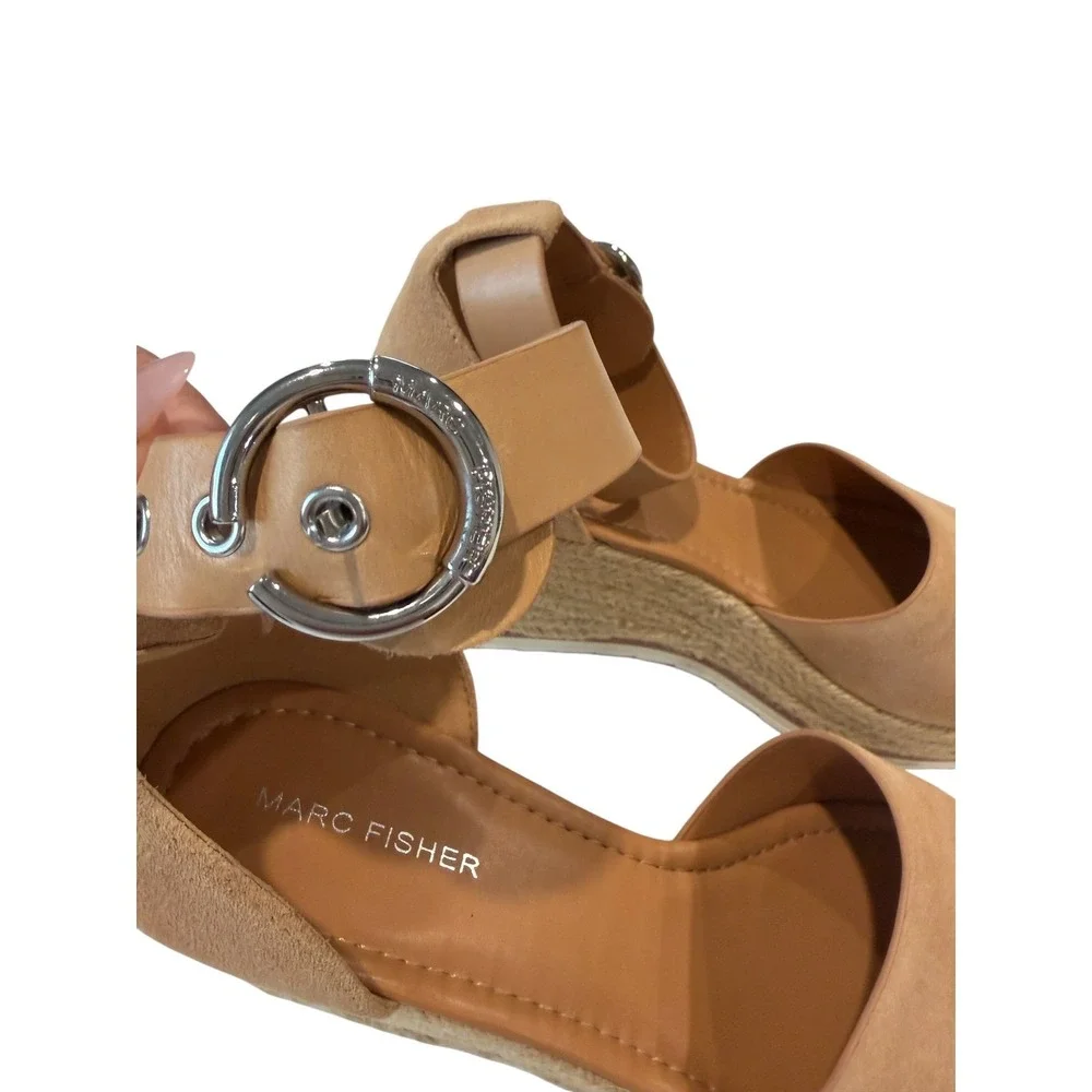Marc Fisher Tan Espadrille Wedge Sandals, 9